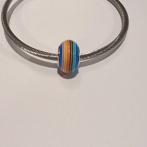 Silver‎ Blue Rainbow Charm for Pandora Style Bracelet